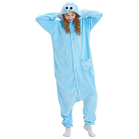 Suaugusiųjų kigurumi kostiumas – Didžiaakis (mėlynas)
