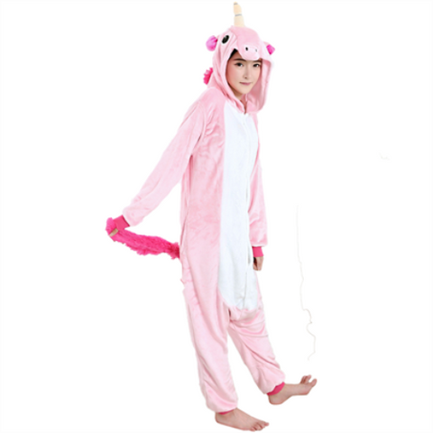 Suaugusiųjų kigurumi kostiumas – Rožinis vienaragis